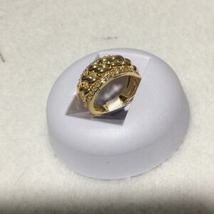 Laminated Gold Chain Link Ring Rhinestone Accent Size 7‎ Womens Fashion Jewelry